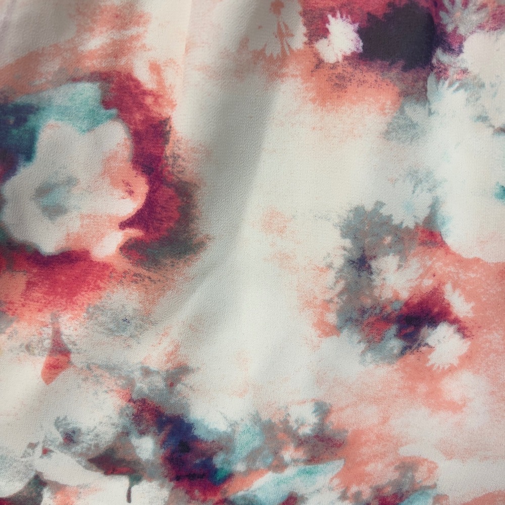 Peach Love California Watercolor Floral Cold Shoulder Romper Peach Teal Small - Picture 3 of 10